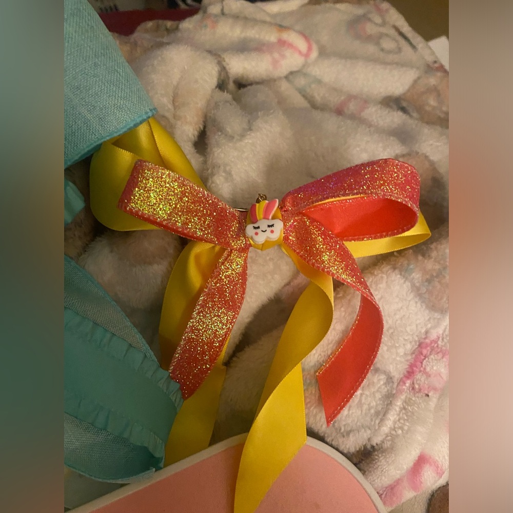 Glittery Pink and Yellow Kids Bow